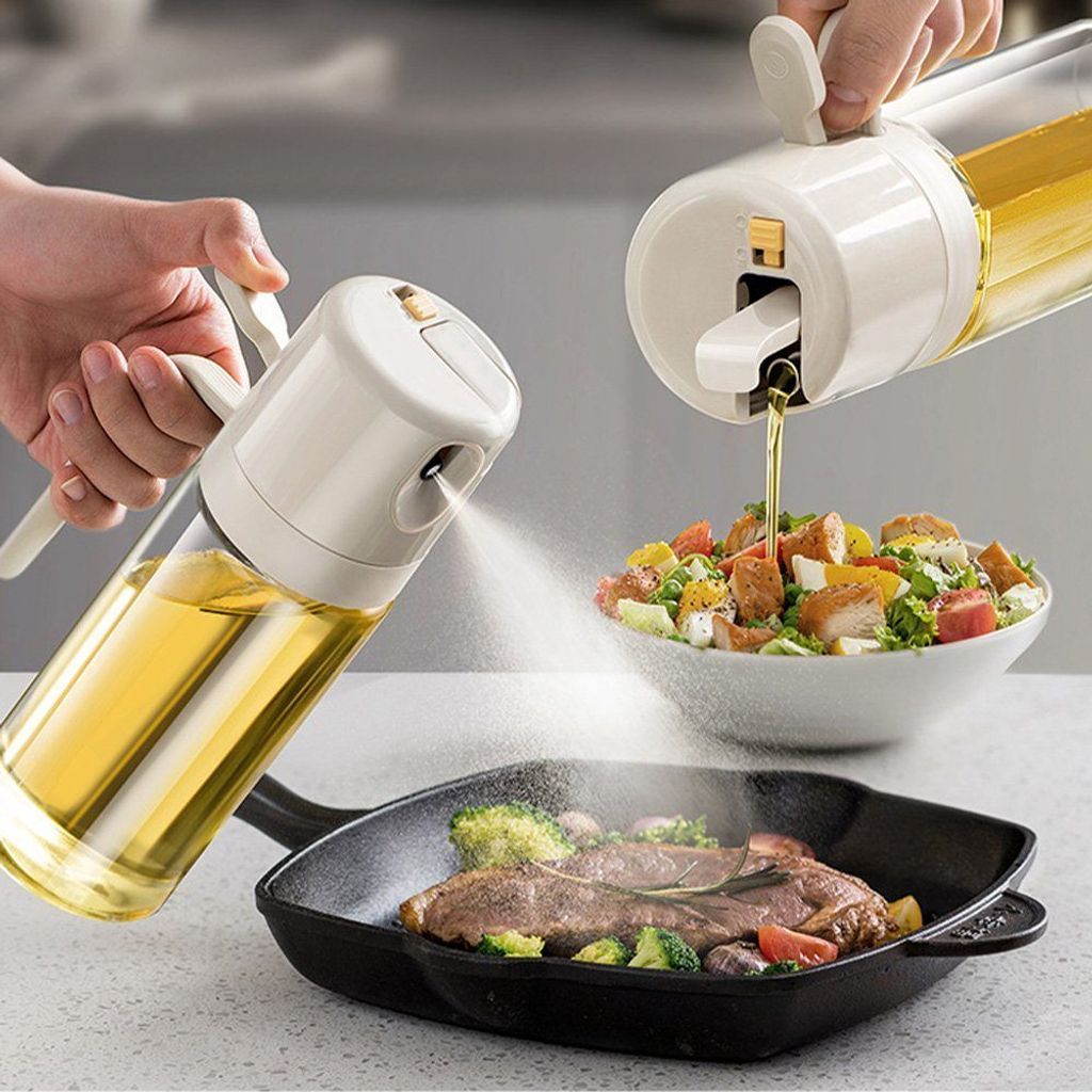 2 in 1 Ölsprüher, 550ml Glas Öl Sprühflasche mit Produktbild 1