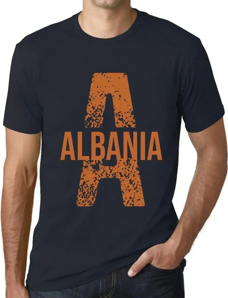 Herren Grafik T-Shirt Albanien – Albania – Öko-Verantwortlich Vintage Jahrgang Kurzarm Lustige Druck Geburtstag Geschenk Mann