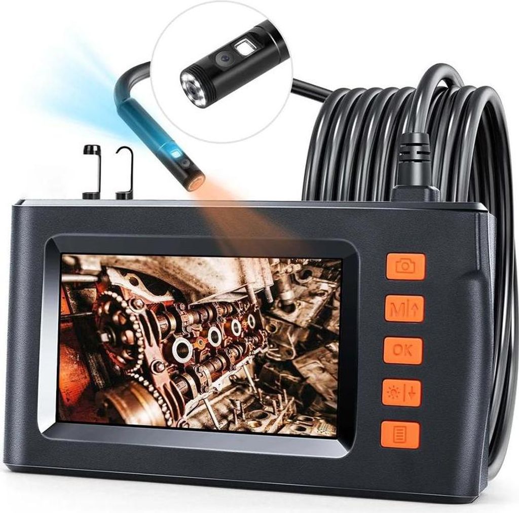 Inspektionskamera P210D mit 4,3" IPS-LCD-Display, 8-mm-Sonde, Doppelkamera, 10 m Festkabel
