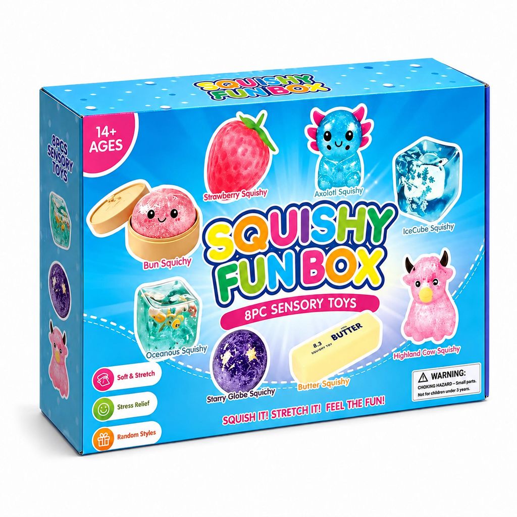 Juego de 8 juguetes sensoriales para apretar: SQUISHRA, Imagen del producto 