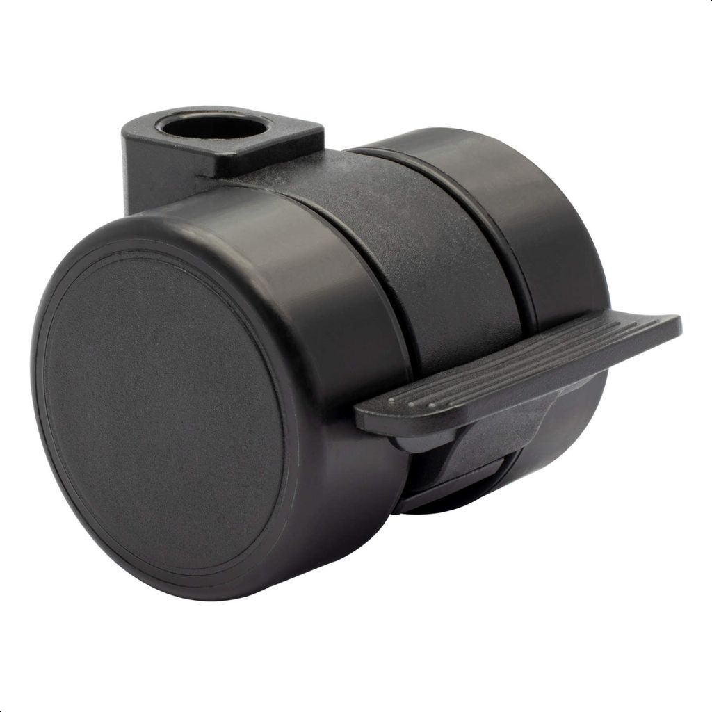 WAGNER Design Möbelrolle / Lenkrolle SOFT - Durchmesser Ø 38 mm, Bremse, schwarz / grau, Tragkraft 70 kg - DE Ware - 01024601