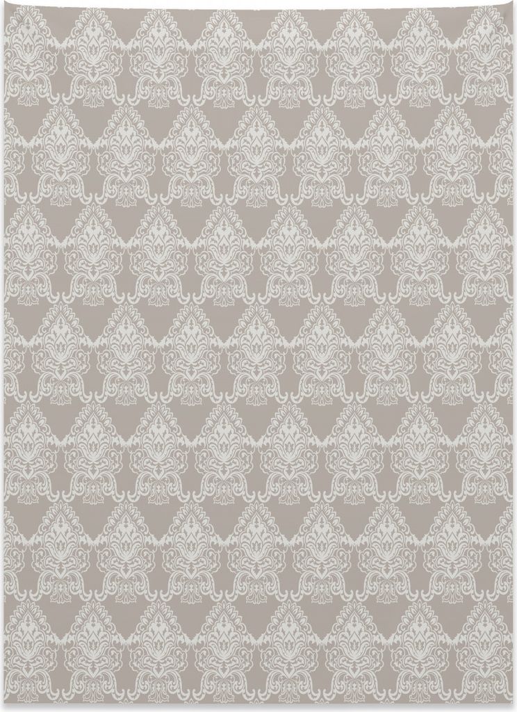 Abakuhaus Damast Wandteppich, Alter königlicher Taupe-Ton aus Weiches Mikrofaser Stoff Kein Verblassen Klare Farben Waschbar, 110 x 150 cm, Weiß ...