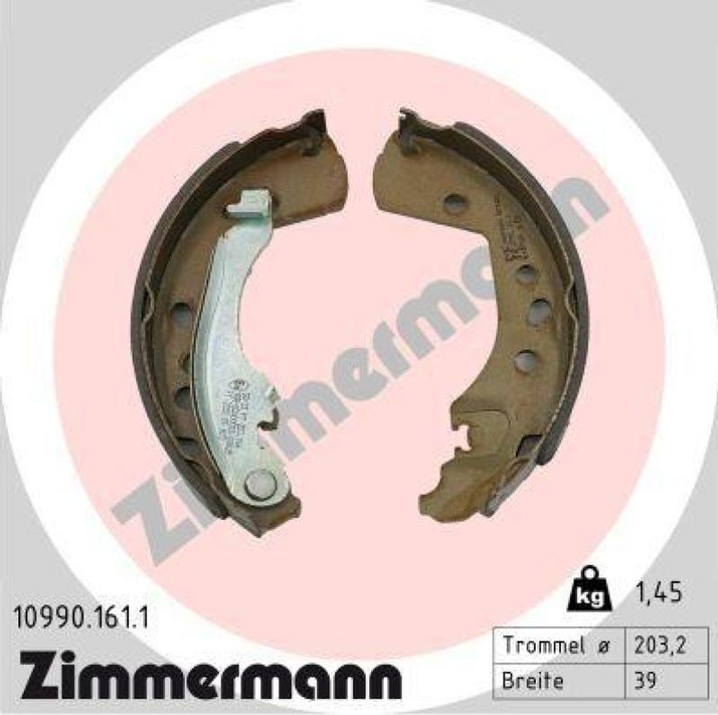ZIMMERMANN Bremsbackensatz Trommelbremse Hinten für FIAT 500e 203mm 10990.161.1