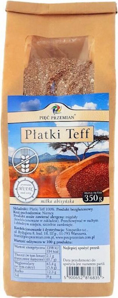 Glutenfreie Teffflocken (Teff) Piąty Przemiany 0,35 kg