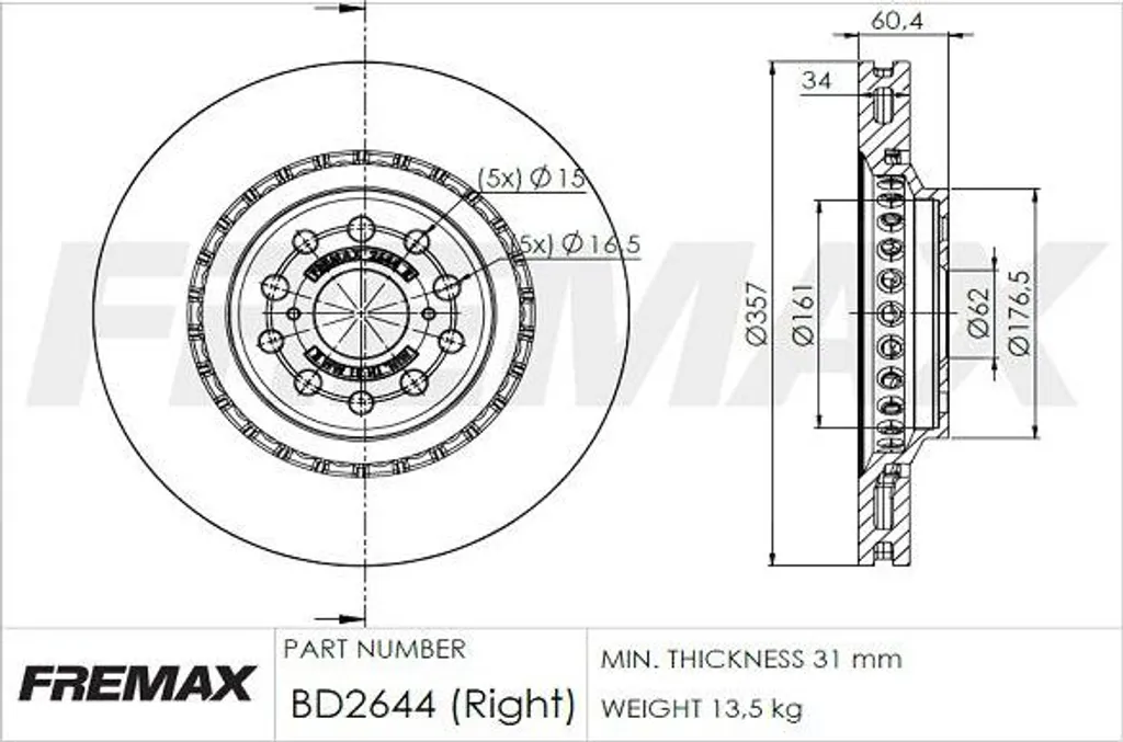 Disque de frein FREMAX BD-2644 OE 4351250250 haute performance pour LS