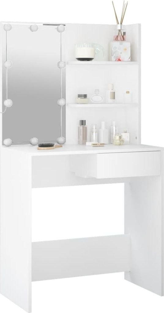 toaletný stolík vidaXL s LED diódou biely 74,5x40x141 cm Obrázok produktu 8