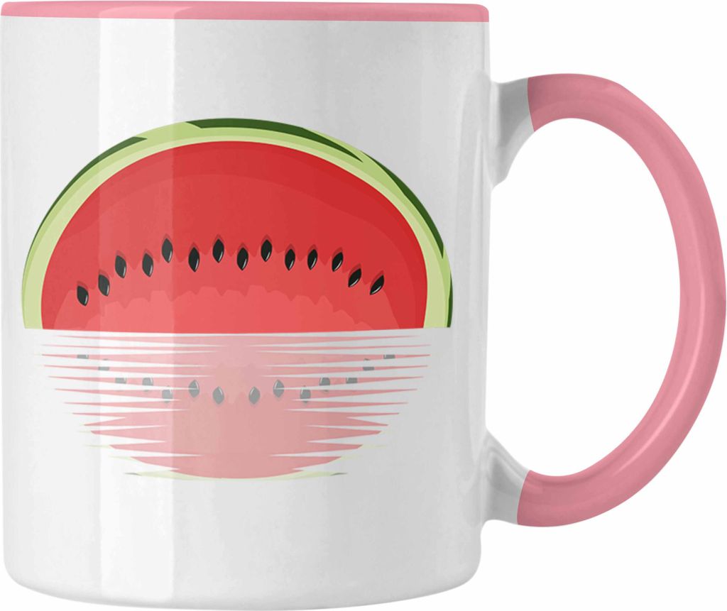 Trendation - Melone Grafik Tasse Geschenk Sommer Geschenkidee Melonen-Liebhaber See Spiegel (Rosa)