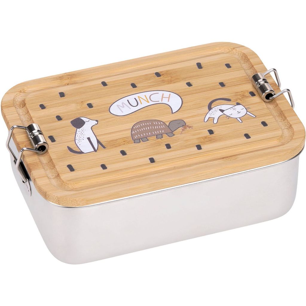 Lässig Brotdose Lunchbox Stainless Steel Bamboo Happy Prints