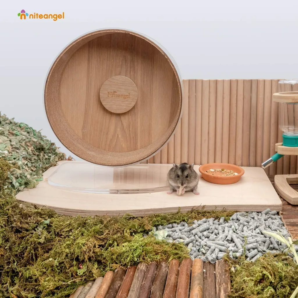 Plateforme Hamster Wave Design en Bois Massif avec Pieds de Soutien Fixes - 2