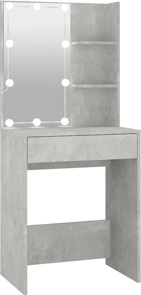 vidaXL Schminktisch mit LED Betongrau 60x40x140 cm