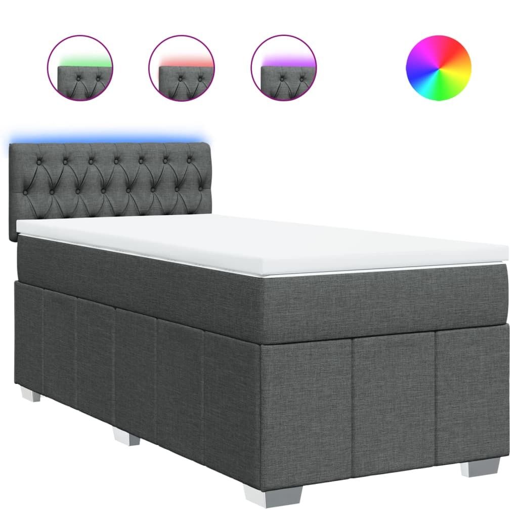 SYFAX Boxspringbett mit Matratze Dunkelgrau 100x200 cm Stoff