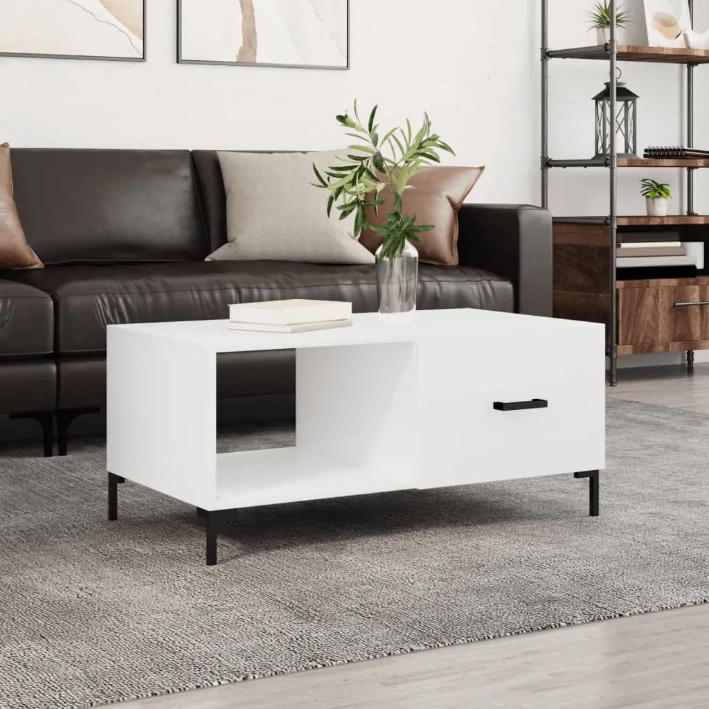 vidaXL Tavolino da Salotto Minimal Bianco Lucido 90x50x40 cm Legno - 11