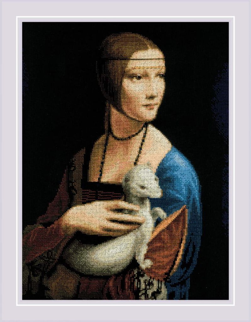 Riolis Kreuzstich Stickpackung "Dame mit Hermelin nach L. Da Vincis Gemälde", Zählmuster, 30x40cm