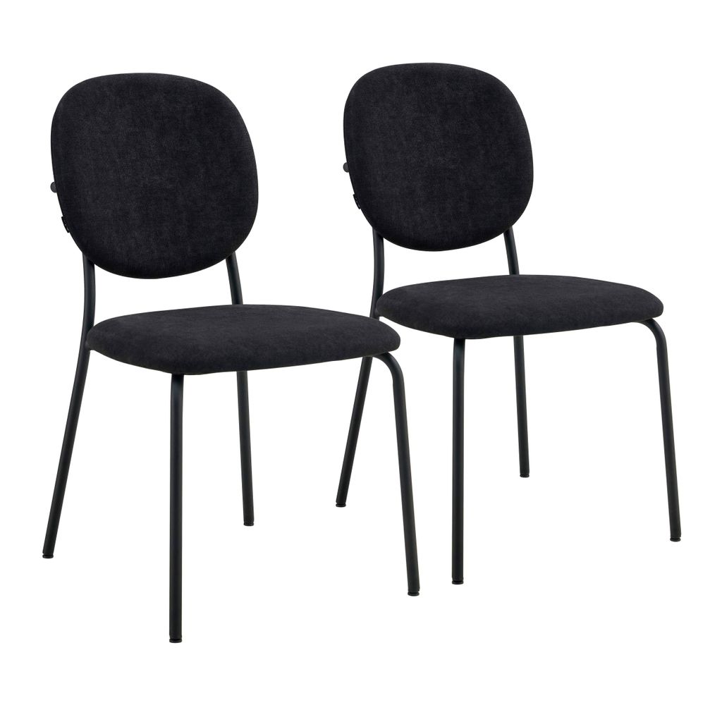 Set mit 2 Stühlen aus Stahl und schwarzem Stoff - Oviala Lya