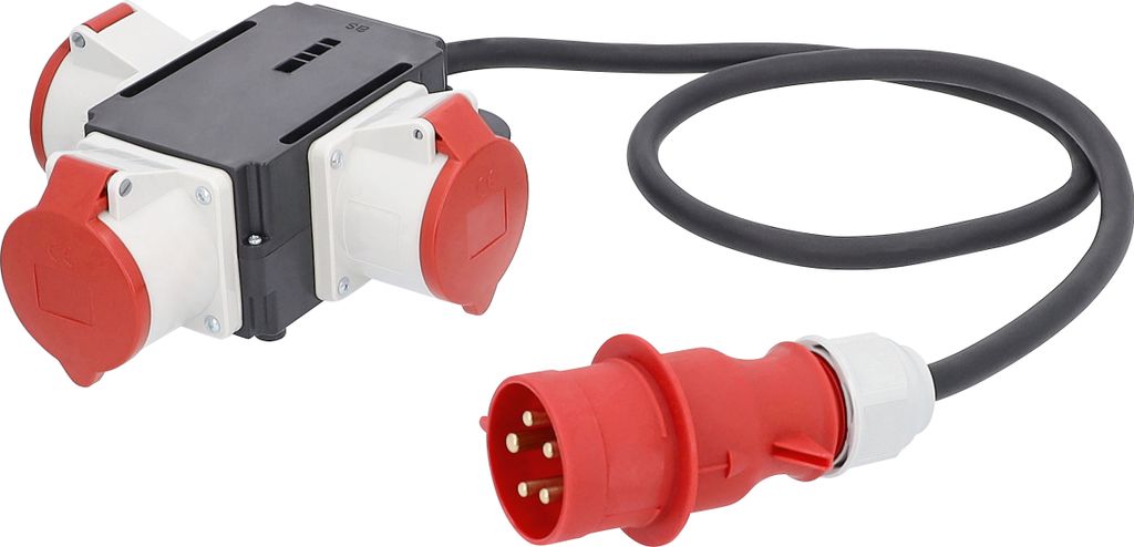 as-Schwabe MIXO Stromverteiler 400V 32A CEE-Stecker auf 3x CEE-Steckdose IP44