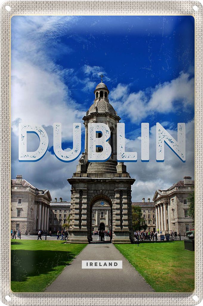 Blechschild Reise 40x30cm Retro Dublin Ireland Reiseziel Stadt