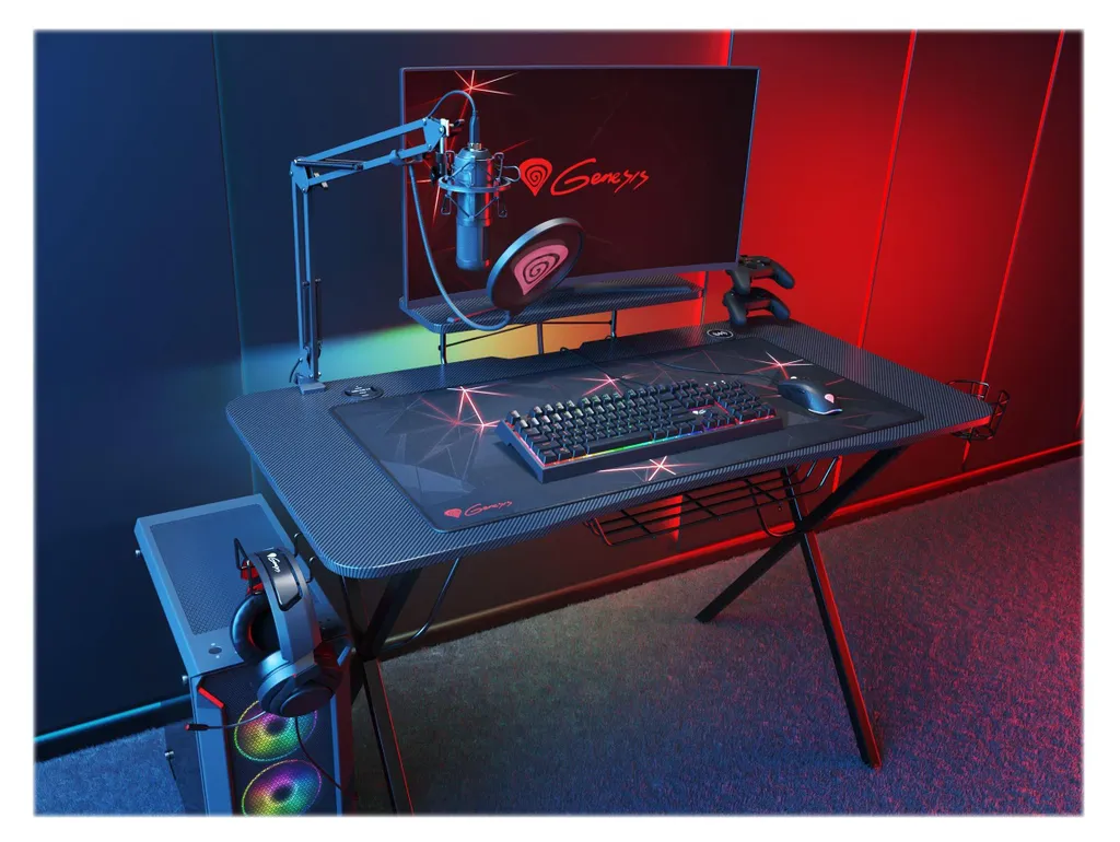 Bureau Gamer Genesis Holm 300 RGB Noir - Table de Jeu 120cm Ergonomique - 12