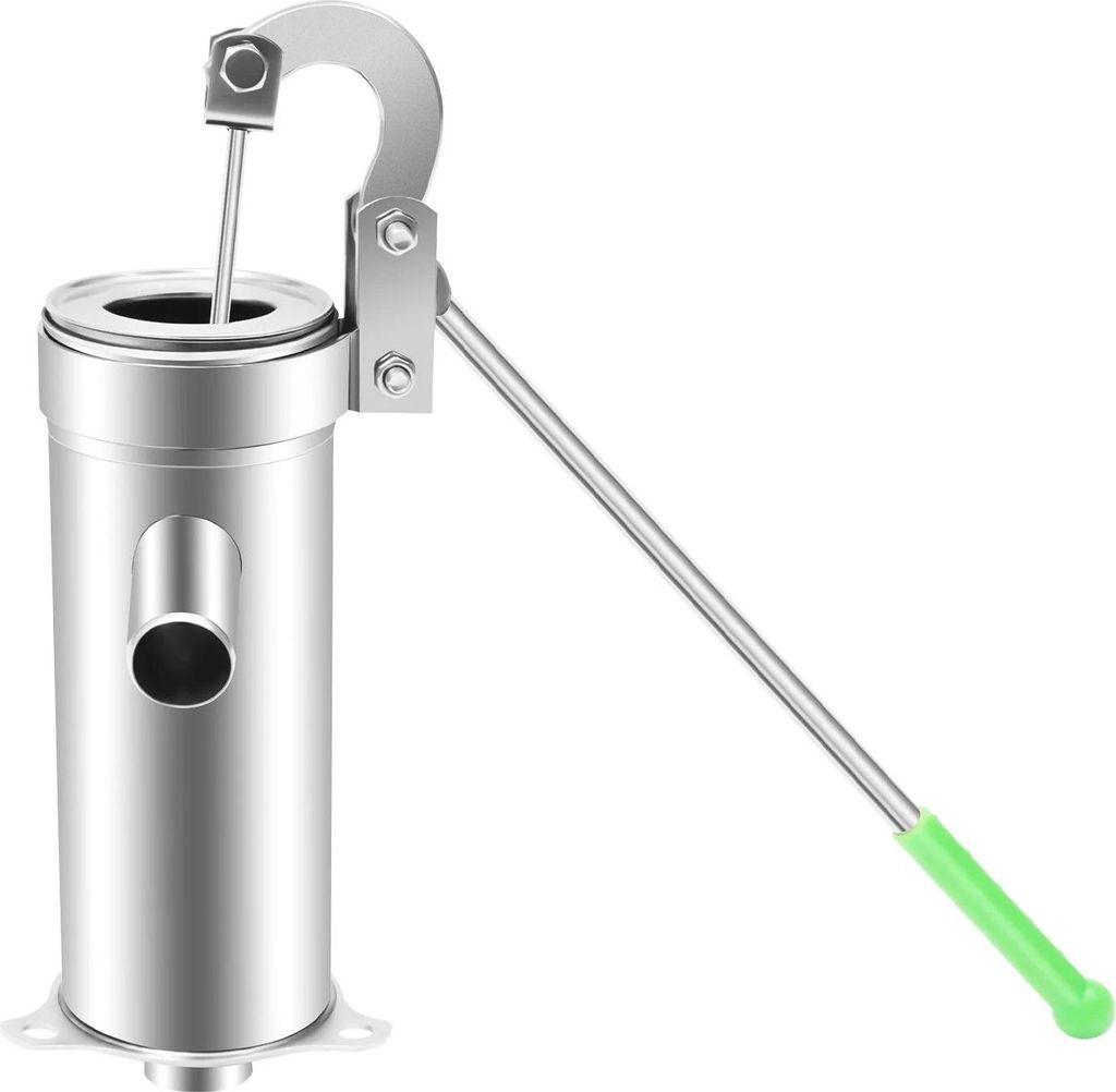 Wasserpumpe - Manuelle Handpumpe - Edelstahl 202 - Saughöhe 8 m - Hochdruck - 32 mm Anschluss - Für Garten/Park - Silber