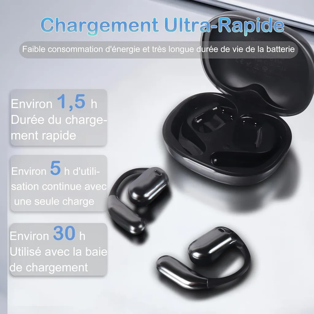 Offerta Cuffie Bluetooth 5.4 DT5.0: Suono Stereo e LED Grigio IPX5 - 7