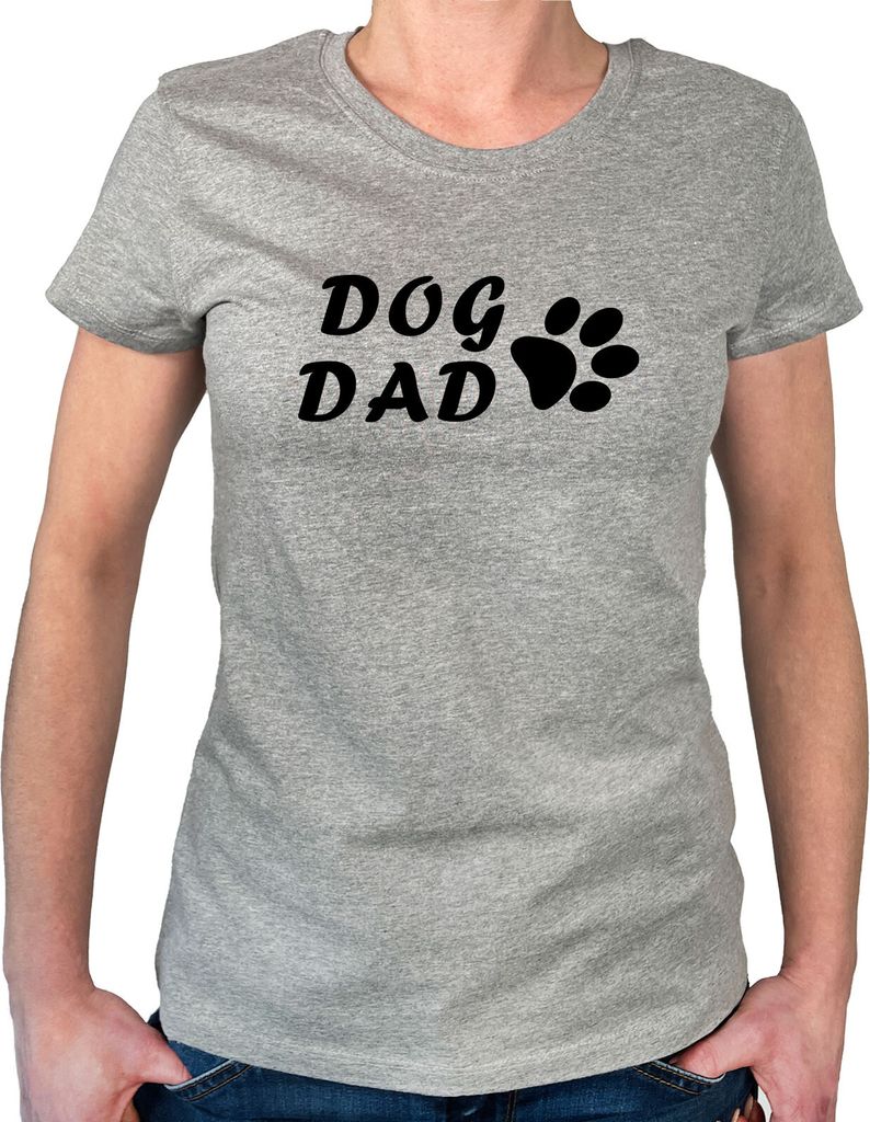 Huuraa Damen T-Shirt Dog Dad Tapse XXL Sport Grey Bio Baumwolle Fairtrade Damenshirt Geschenkidee
