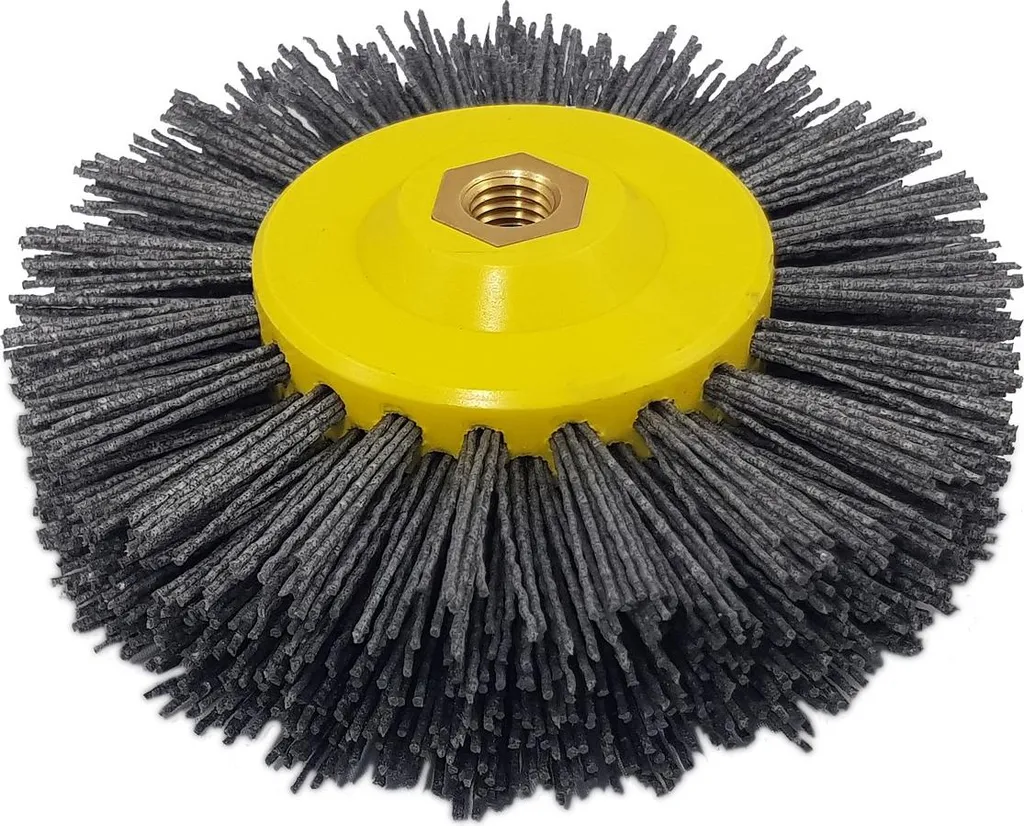 Brosse de vieillissement nylon grain 80 Ø155mm filetage M14 pour bois