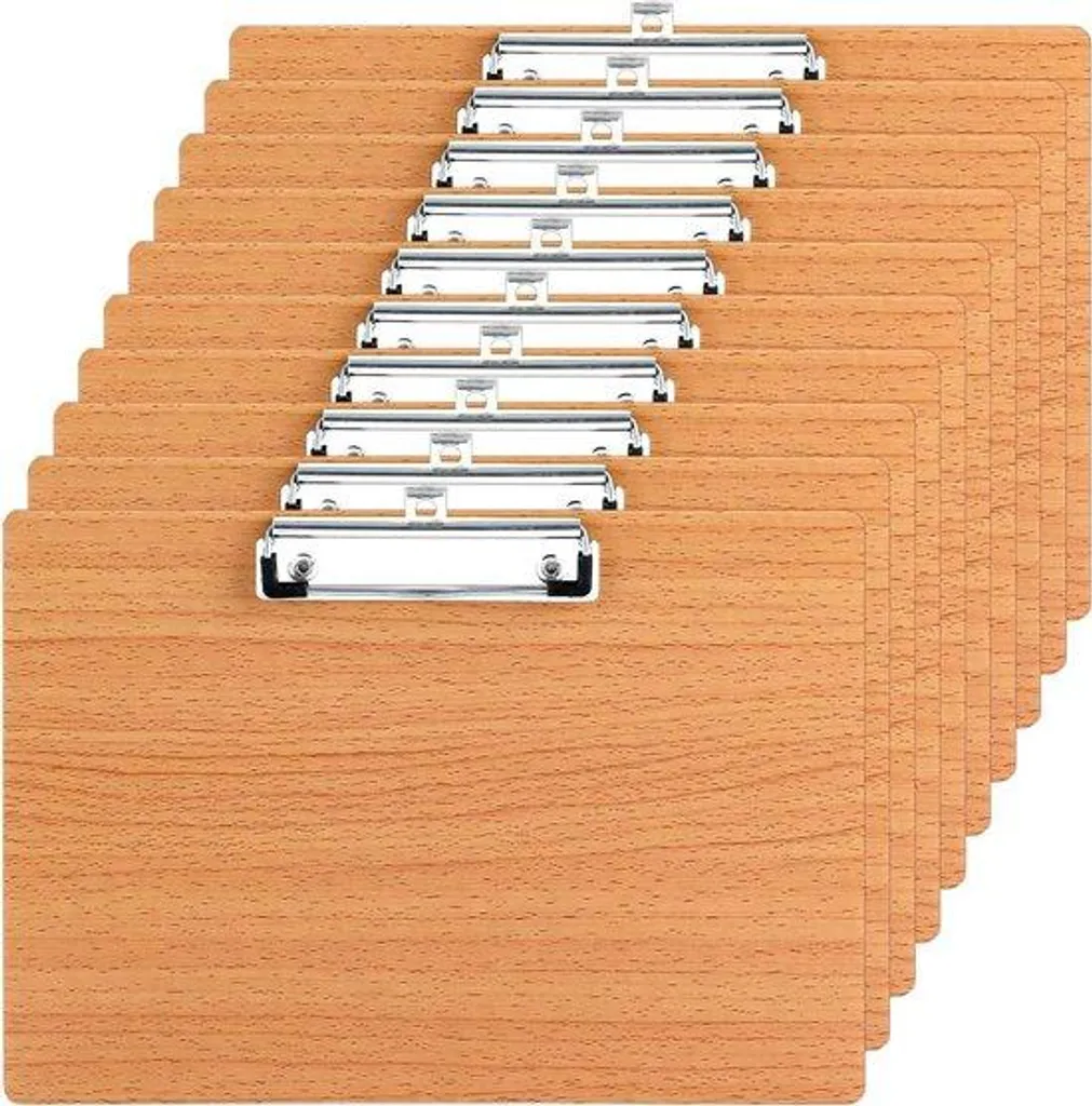 Planche à pince A4 en bois massif 3mm lot de 10 pour bureaux et écoles