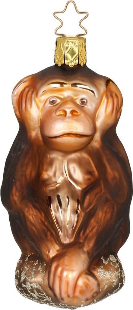 INGE-GLAS Weihnachts-Hänger Affe Nichts hören H ca. 10cm