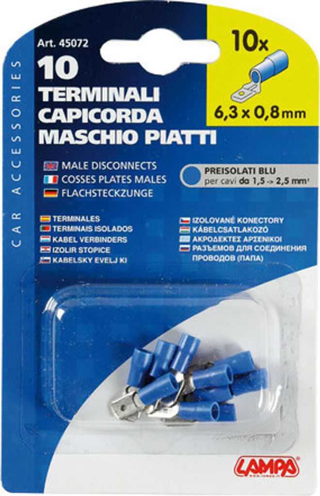 10 Endstücke - Kabelenden innen flach - blau
