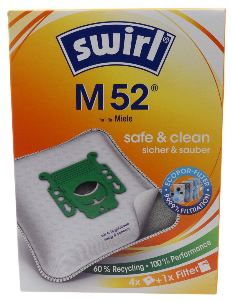 Swirl 4x sacchi microfibra M52 per aspirapolvere Miele S1 Immagine del prodotto 