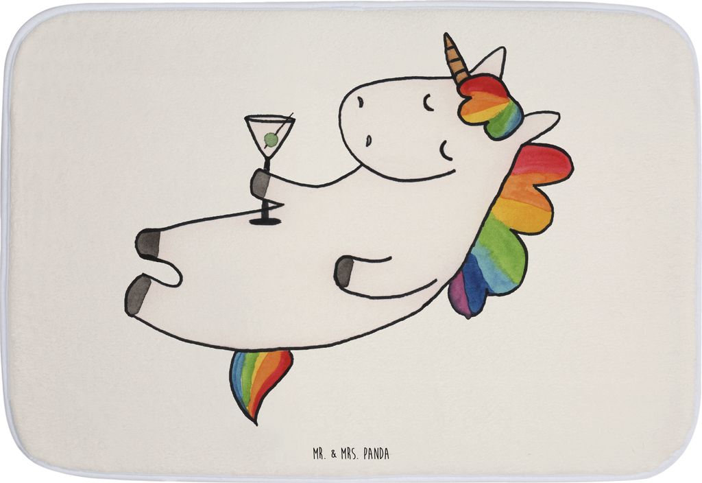 Mr. & Mrs. Panda Badteppich Einhorn Cocktail - Weiß - Geschenk, Unicorn, Badezimmer Matte, Glitzer, Badezimmerteppich, Einhörner, Cuba Libre, Bad...