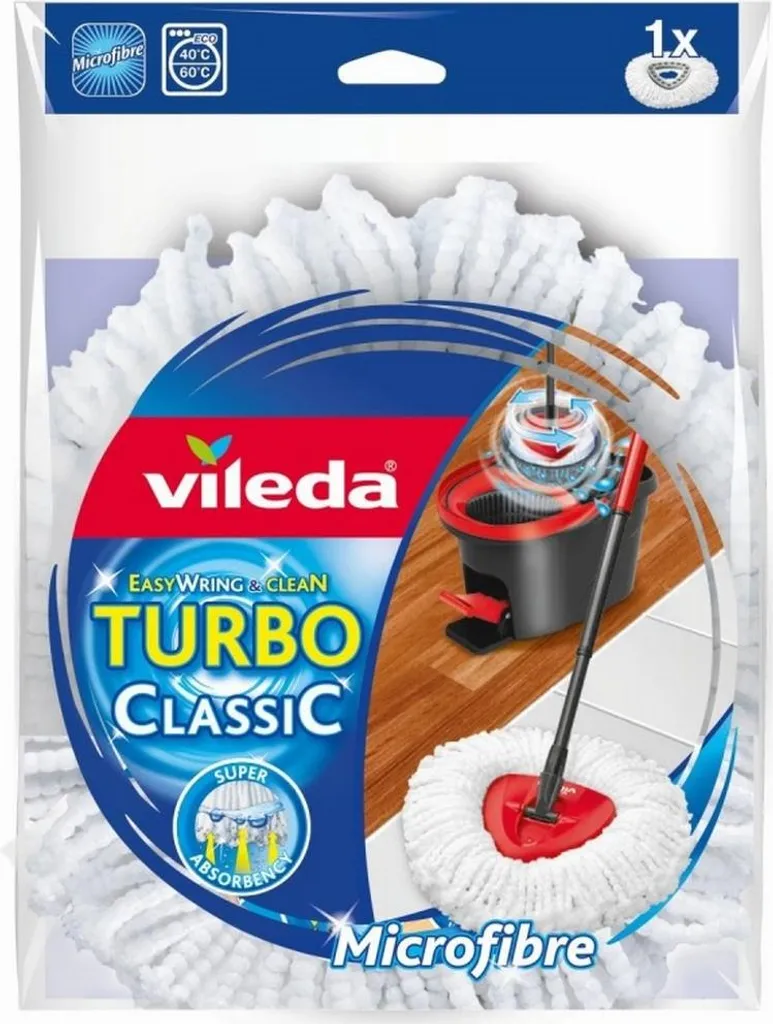Vileda TURBO Classic Ricambio Mocio in Microfibra - Pulizia Profonda Originale