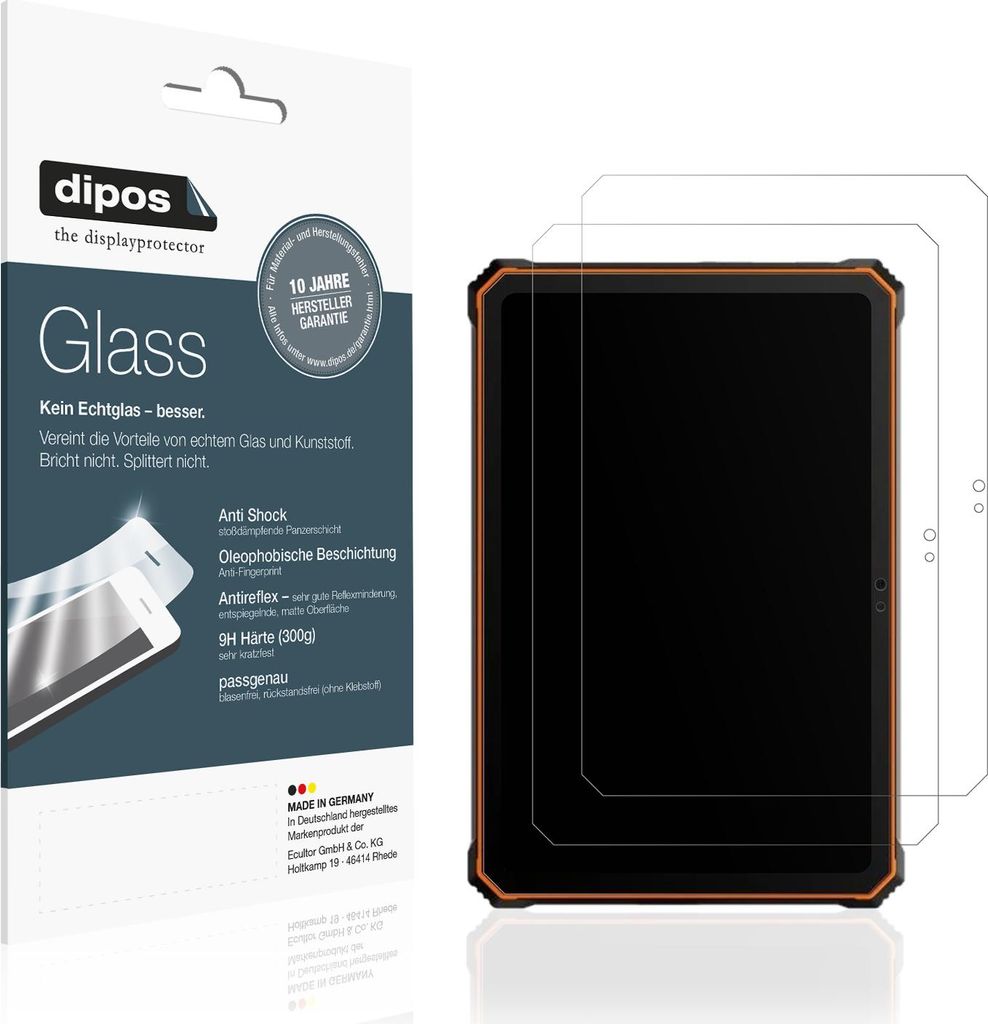 2x Schutzfolie für Blackview Active 10 Pro matt - Anti-Shock 9H Folie dipos Glass Kunststoffglas