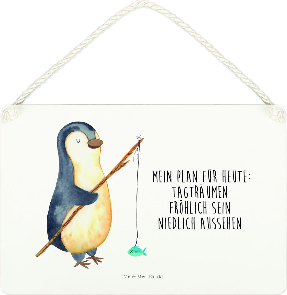 Mr. & Mrs. Panda wandtafel Pinguin Angler DIN A4 - Weiß - Geschenk, holzbild, Türschild, Schild, Angel, Dekobrett, Plan, Fischer, Wandbild Holz, ...