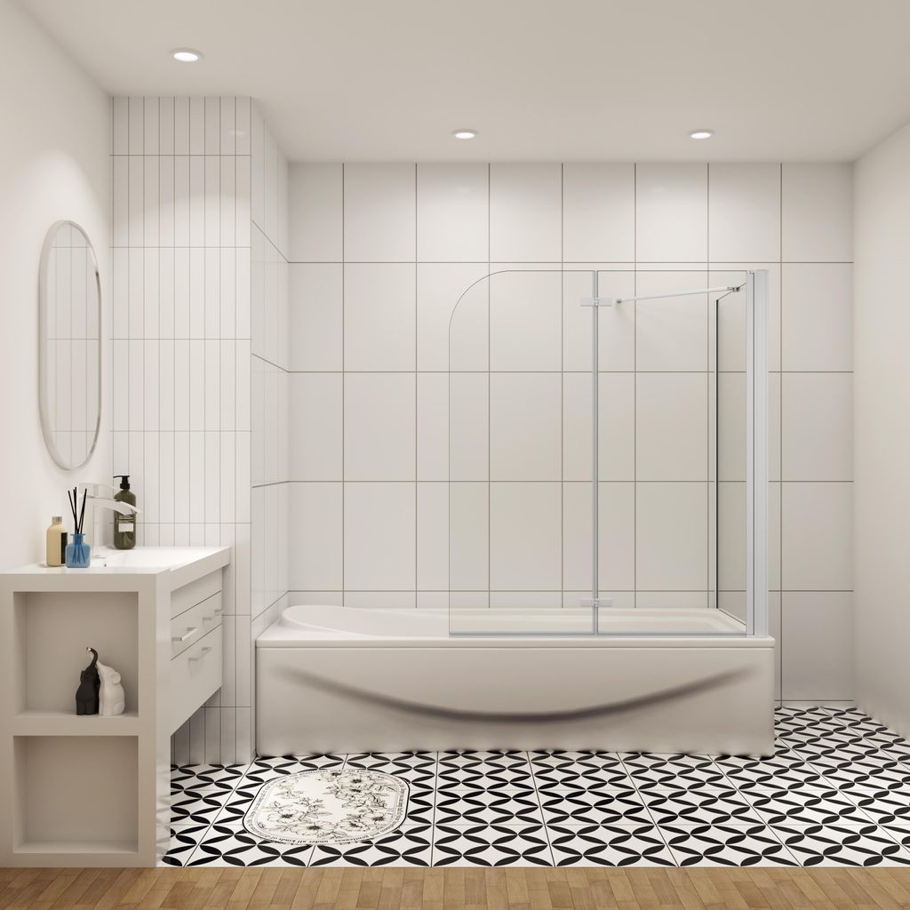 AICA 90cmx140cm Weiß Badewannenaufsatz 6mm NANO ESG-glas Produktbild 