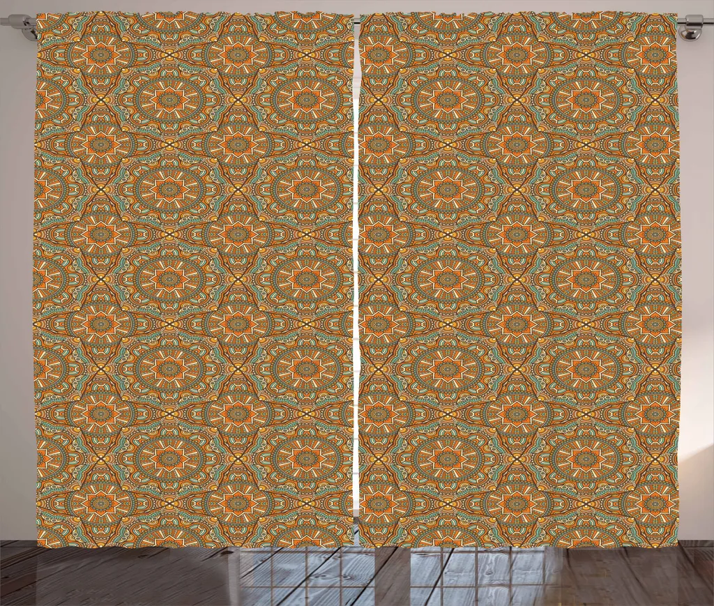 ABAKUHAUS Tenda tradizionale rustica, stella boho marocchina, tenda con passanti e ganci per camera da letto, 280 x 175 cm, multicolore