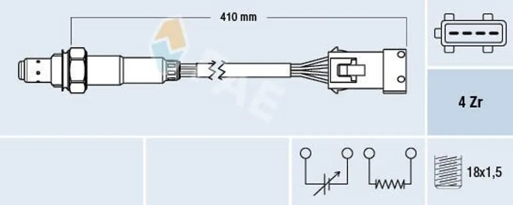 Capteur d'oxygène sonde lambda pour FIAT QUBO 225 pré-catalyseur FAE