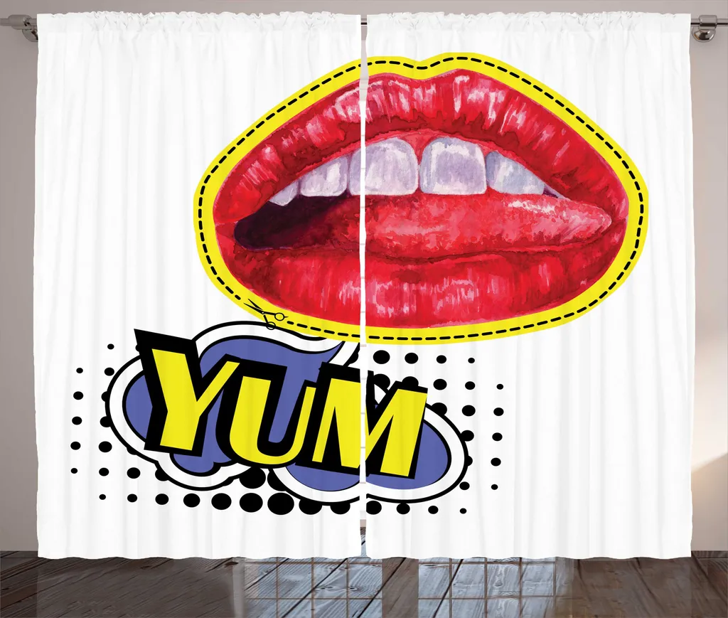 ABAKUHAUS Rideaux Salon Rustiques Femme Lèvres Pop Art 280 x 225 cm