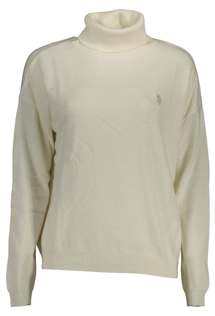 Eleganter Weißer Damenrollkragenpullover mit Stickerei-Detail