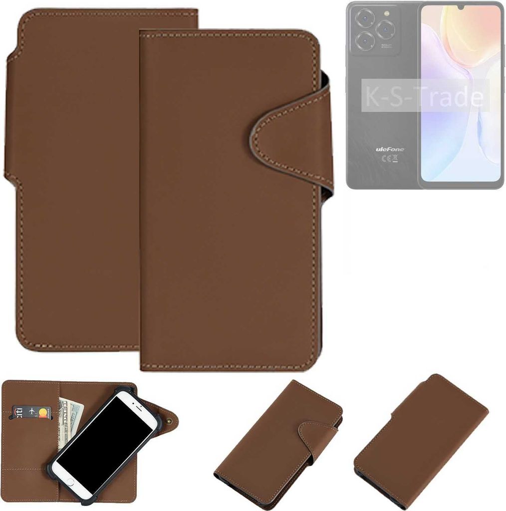 K-S-Trade Schutzhülle Klapphülle Kunstleder kompatibel mit Ulefone Note 20 Pro braun Handy Hülle Wallet Case