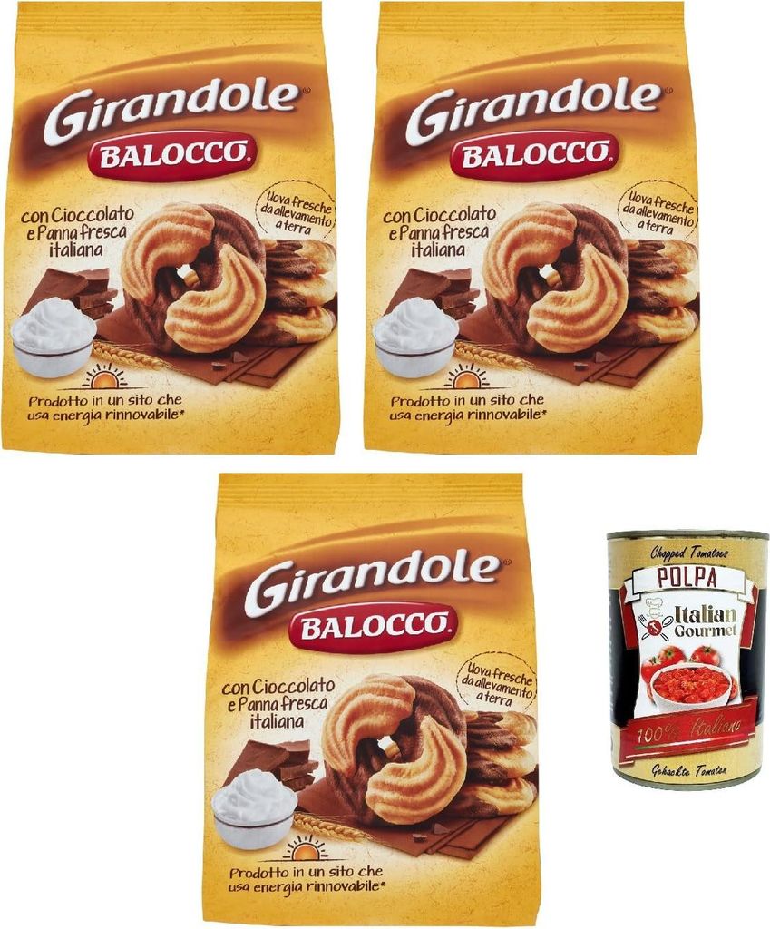 Balocco Girandole kekse mit Schokolade und Sahne, Ohne Palmöl, ohne Konservierungsstoffe, 3x 7000g biscuits cookies + Italian Gourmet polpa 400g