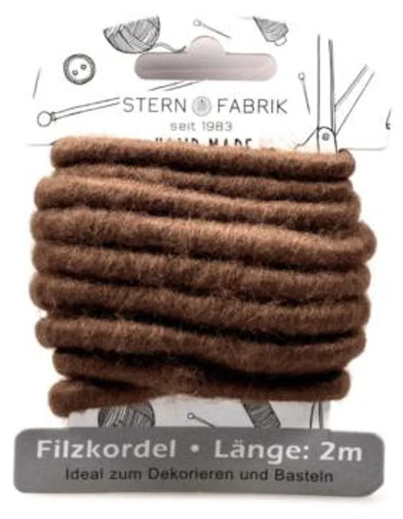 Cordon en feutre pour déco florale et DIY - Lot de 36 cordons marron 2m