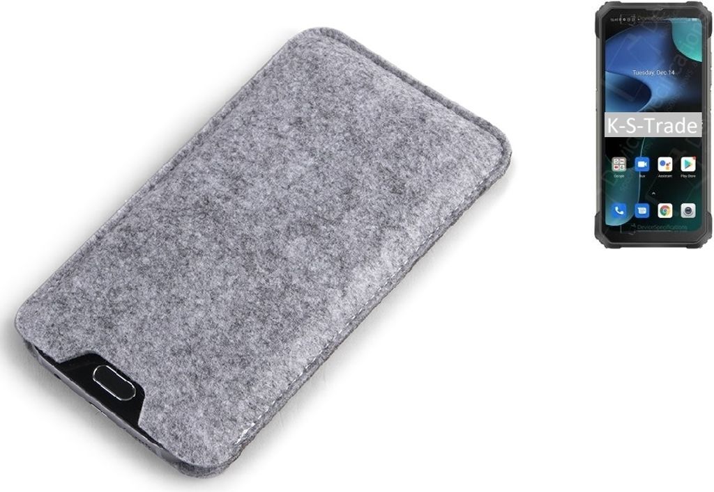 K-S-Trade Filz Handyhülle kompatibel mit Blackview BV8800 Schutzhülle Filztasche Filz Tasche Case Sleeve Handy Hülle Filzhülle grau