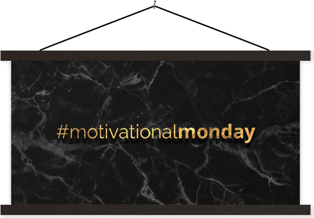 MuchoWow Textilposter Zitate - Motivation - Gold - Marmor 90x45 cm mit schwarzem Rahmen - Klemmleisten