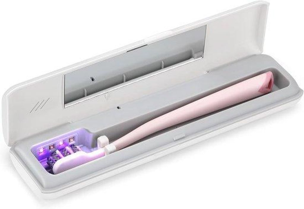 Reis-Standborstelsterilisator, USB-C en AAA, weiß, portabel.