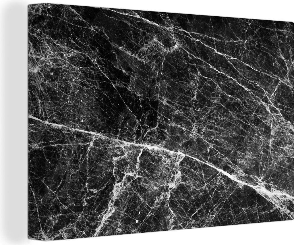 OneMillionCanvasses - Leinwandbilder - 150x100 cm, Marmor - Stein - Schwarz, Wandbilder Kunstdruck Wanddekoration