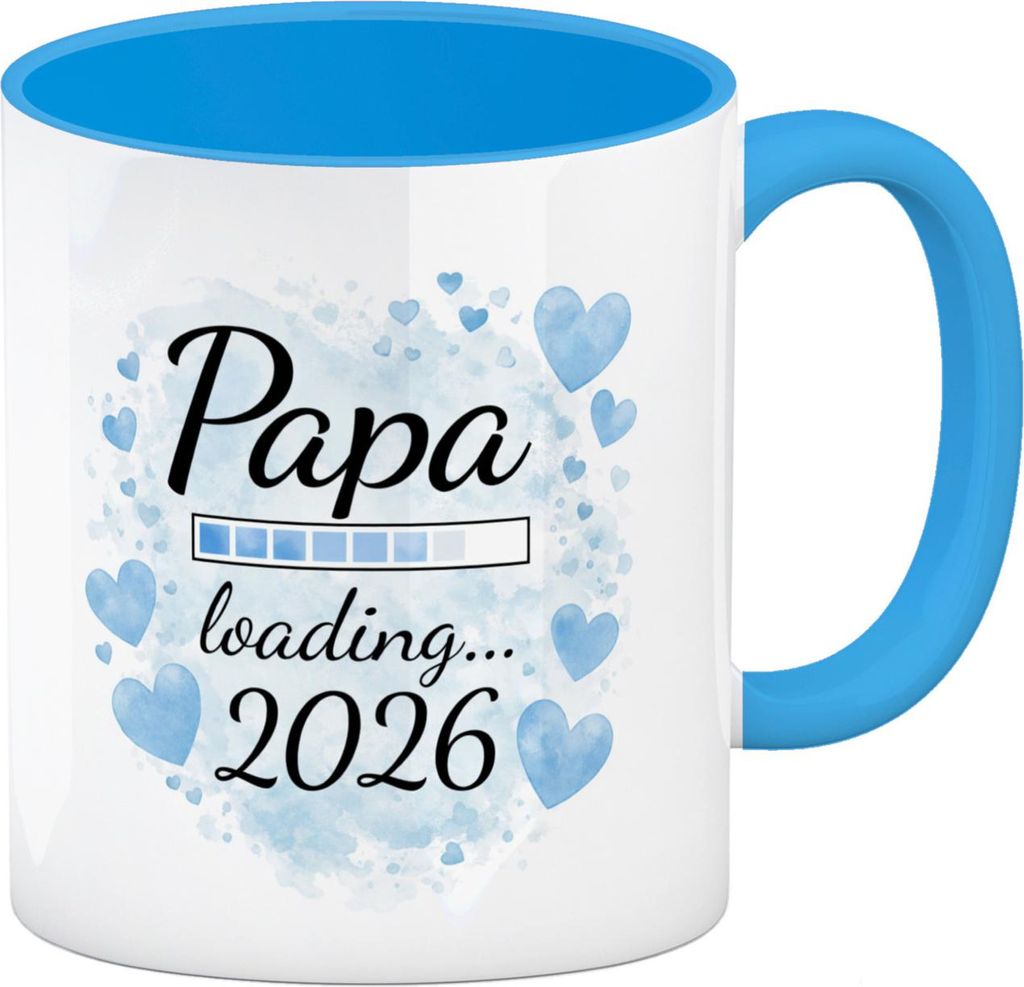 Papa loading... 2026 Kaffeebecher in hellblau für werdende Väter