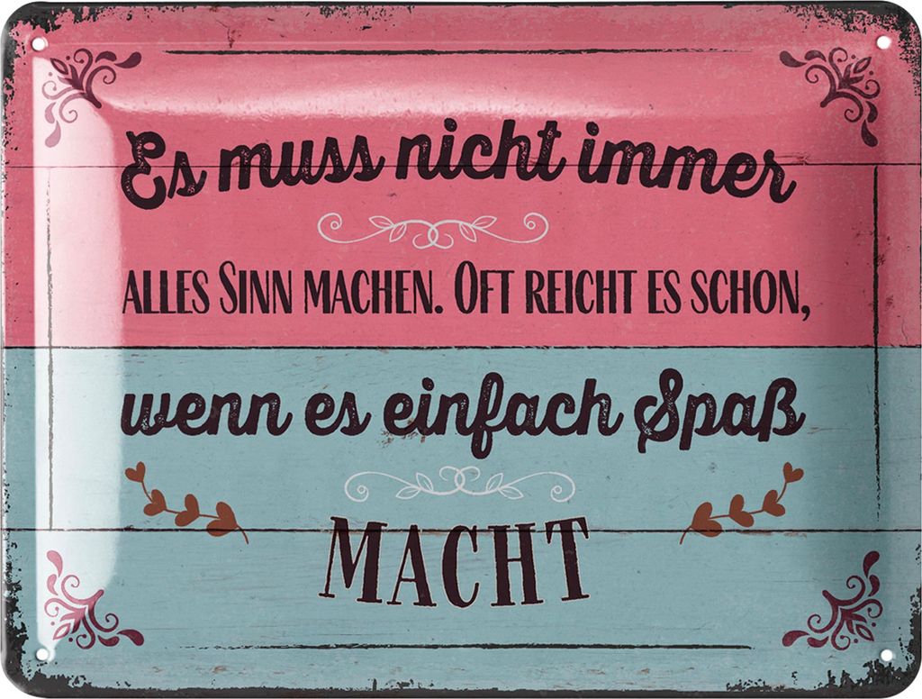 LANOLU Retro Blechschild 'es muss nicht immer alles Sinn machen', vintage Metallschilder mit Sprüchen, Shabby Chic Deko Küche, 15x20cm