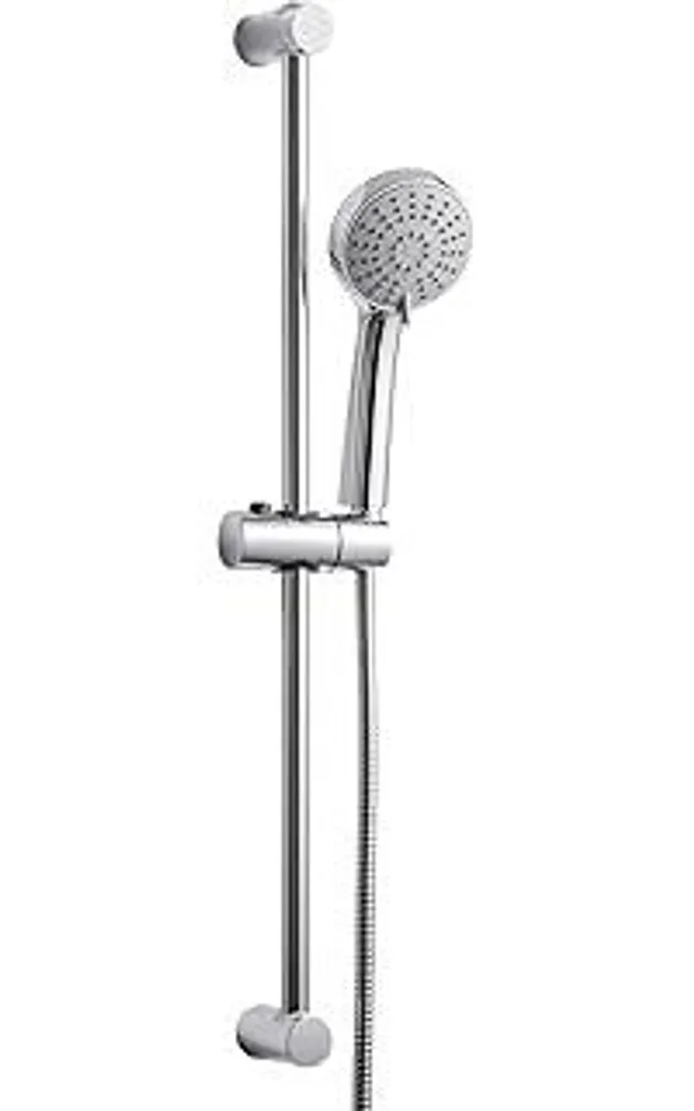 Set doccia OFFO in acciaio inossidabile – Soffione doccia rotondo grande con asta doccia da 60 cm, tubo flessibile e supporto per soffione, doccetta con 3 tipi di getto, altezza regolabile