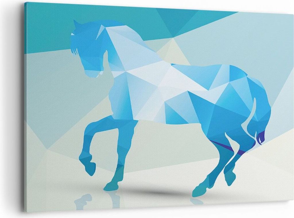 Bild auf Leinwand - Leinwandbild - Pferd Illustration modern Grafik - 100x70cm - Wand Bild - Wanddeko - Leinwanddruck - Bilder - Kunstdruck - Leinw...