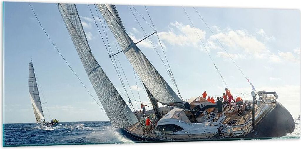 Bilder auf glas - Segelschiff Meer - 120x50cm - Glasbilder - Wandbilder - Kunstdruck - zum Aufhängen bereit - Wanddekoration aus Glas - Glas Bilde...